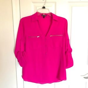 EXPRESS Chiffon Hot Pink Portofino Blouse Small